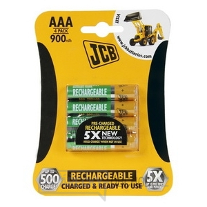 JCB RTU NiMH R03 / AAA, 900mAh, prednabité batérie, blister 4 ks gallery main image