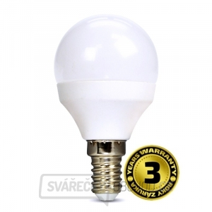 Solight LED žiarovka, miniglobe, 6W, E14, 6000K, 450lm gallery main image