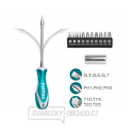 Skrutkovač s hrotmi, sada 12ks, 10ks 6.35X25mm hrotov: SL5, SL6, SL7, PH1, PH2, PH3, T10, T15, T20, T25, CrV gallery main image
