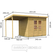 Drevený domček KARIBU Merseburg 5 + prístavok 166 cm (68767) natur Náhľad