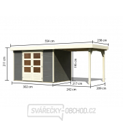 Drevený domček KARIBU Askola 4 + prístavok 240 cm (92070) tm. šedý Náhľad