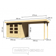 Drevený domček KARIBU Askola 3 + prístavok 280 cm (77726) natur Náhľad