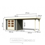 Drevený domček KARIBU Askola 3 + prístavok 280 cm (82924) tm. šedý Náhľad