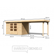 Drevený domček KARIBU Askola 4 + prístavok 280 cm (77733) natur Náhľad