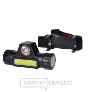 Solight LED čelové nabíjacie svietidlo, 3W + COB, 150 + 120lm, Li-ion, USB Náhľad