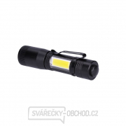 Solight LED kovová svietidlo 3W + COB, 150 + 60lm, AA, čierna Náhľad