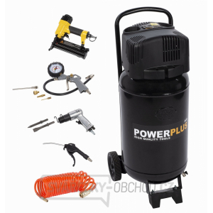 POWERPLUS POWX1751 - Kompresor 1100W 50L plus 9 ks prísl. bezolejový gallery main image