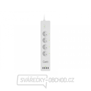 GETI Predlžovací prívod Smart GSS04, 4 zásuvky, 4x USB, Tuya gallery main image