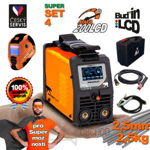 PANTERMAX MMA200LCD invertorová zváračka MMA/TIG + Káble 2m + Kukla + Plastový Kufor + Elektródy 2.5kg gallery main image