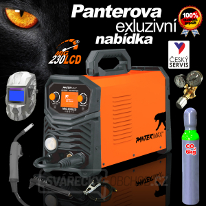 PANTERMAX MIG230LCD invertorová zváračka MIG/TIG/MMA + Kukla + Red. Ventil + Co2 Fľaša plná + Horák + Káble + Kefa gallery main image