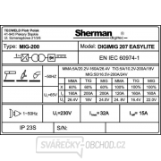 Sherman DIGIMIG 207 EASYLITE + Horák 3m+ Káble 2m + Drôt + Sprej + Kukla + Vozík + Ventil + Fľaša CO2 PLNÁ Náhľad