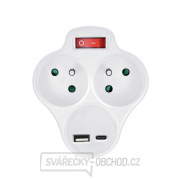 Solight rozbočka s USB A+C nabíjačkou, 2 x 10A, biela, vypínač Náhľad