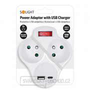 Solight rozbočka s USB A+C nabíjačkou, 2 x 10A, biela, vypínač Náhľad