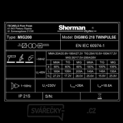 Sherman DIGIMIG 210 TWINPULSE + Hořák 3m+ Kabely 2m + Kukla + Ventil + Hadice + Lahev CO2 Náhled