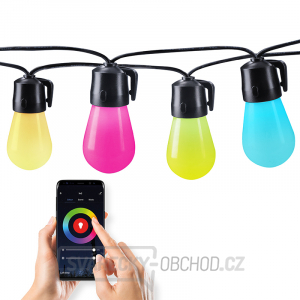 Solight LED smart vonkajšia reťaz s RGB žiarovkami, bluetooth, 15 žiaroviek, 14m+6m, 10W gallery main image