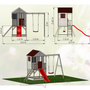 Detský drevený domček Veranda s hojdačkou Náhľad