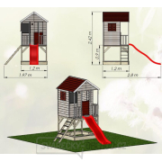 Detský drevený domček Veranda so šmykľavkou Náhľad