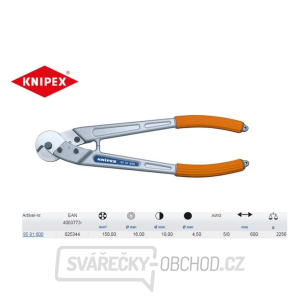 Nůžky na dráty, lana, kabely a kulatinu 600 mm KNIPEX 95 81 600 - leštěno, plastové návleky gallery main image