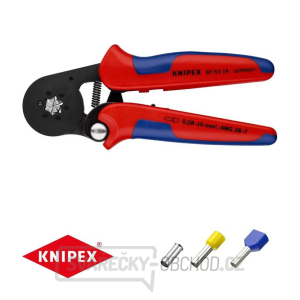 Samonastavovacie kliešte 180 mm KNIPEX 97 53 14 - na lisovanie káblových koncoviek. Pochrómované, plastové objímky gallery main image