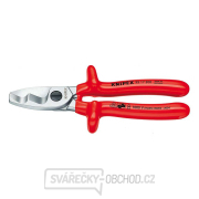 Káblové nožnice 200 mm - 1000 V. KNIPEX 95 17 200 - chrómovaný, VDE - izolácia ponorením do kúpeľa Náhľad