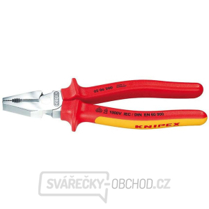 Silové kombinované kliešte 225 mm - VDE 1000V. KNIPEX 02 06 225 - chrómované, viaczložkové objímky gallery main image