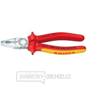 Kombinované kliešte 200 mm. KNIPEX 03 06 200 - 1000V. Chrómované, viaczložkové VDE objímky gallery main image