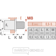 Skrutky nitovacia oceľová sada 15ks, M8x12mm Náhľad