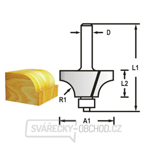 Zaobľovacia fréza s ložiskom Makita D-48555, stopka 8 mm, 38,1 x 19 x 60 mm R = 12,7 mm gallery main image