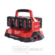 Akumulátorová nabíjačka Milwaukee M18 PC6, rýchlonabíjačka, 6x slot M18, port USB, PACKOUT, 4932480162 Náhľad