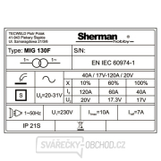 Sherman Poloautomatická svářečka MIG 130F (pouze pro trubičkové dráty) + hořák + kabely + štít + kladivo s kartáčkem + kukla Náhled