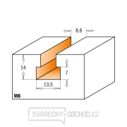 CMT C950 HW fréza na valcové drážky - D13,5x14 d8,6 L49 S=8 Z2, M8 Náhľad