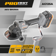 Aku bruska Procraft Industrial AG125A-1B-F (Taška) | AG125A-1B-F Náhled