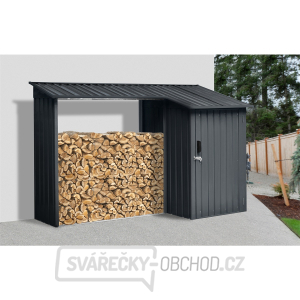 Riwall PRO RMWS 3x9 Anthracite přístřešek na dřevo s kůlnou 2,7 x 1,6 m s pultovou střechou antracit gallery main image